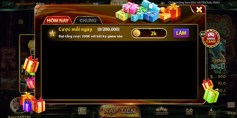 Nhiệm vụ lĩnh thưởng đa dạng